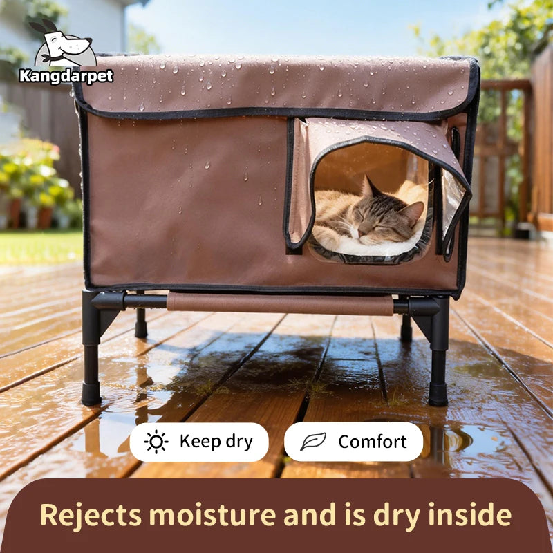 Casa para Gatos de Exterior Impermeable, Plegable y Cálida