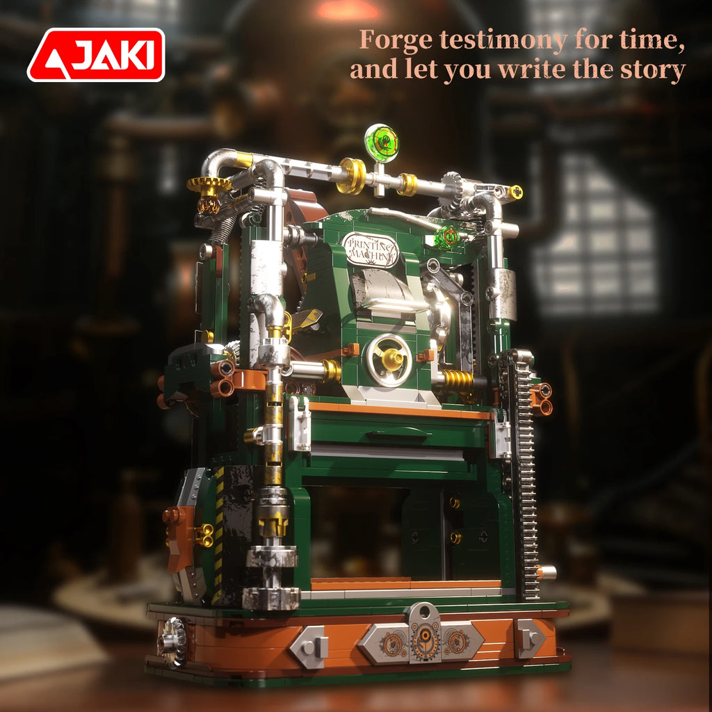 Juego de Bloques de Construcción JAKI Retro con Diseño de Prensa de Impresión, Simulación de Prensa de Impresión, Decoración para el Hogar, Juguete de Ensamblaje DIY, Regalo de Cumpleaños