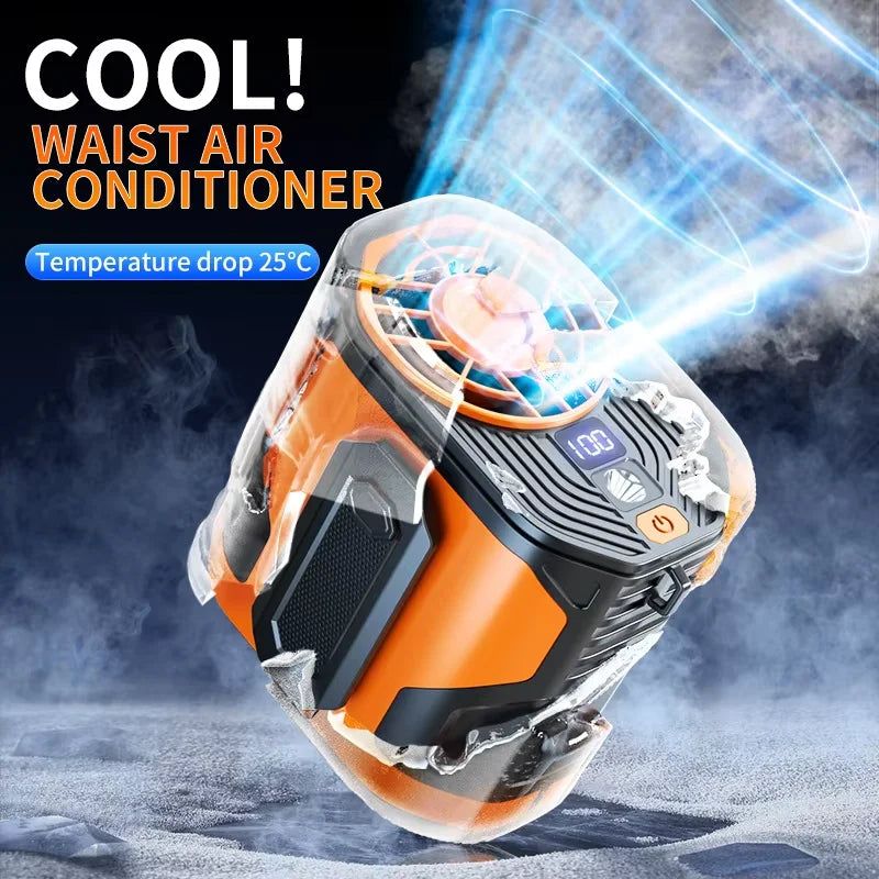 Ventilador con clip para cintura y linterna LED