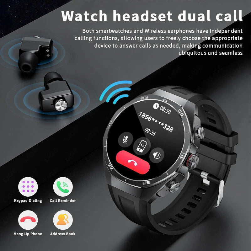 Smartwatch LIGE 2 en 1 con auriculares TWS, llamadas Bluetooth y monitor de salud