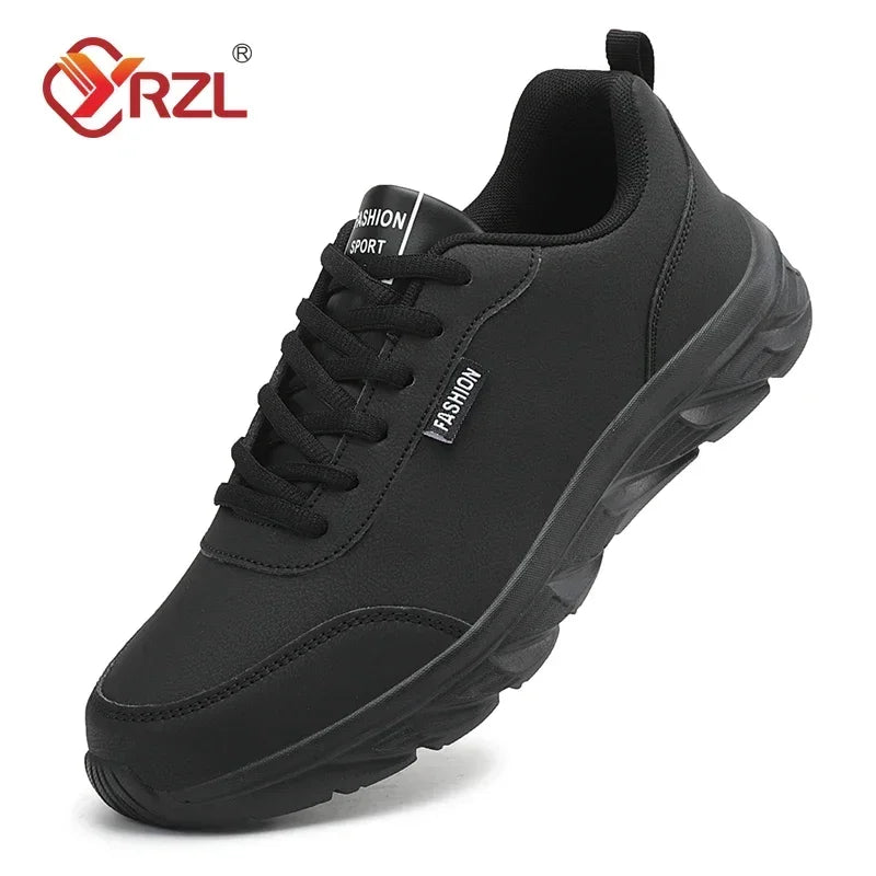 YRZL Zapatillas para correr Zapatillas de deporte de cuero artificial impermeables Zapatos deportivos al aire libre Hombres Zapatillas casuales ligeras para caminar para hombres