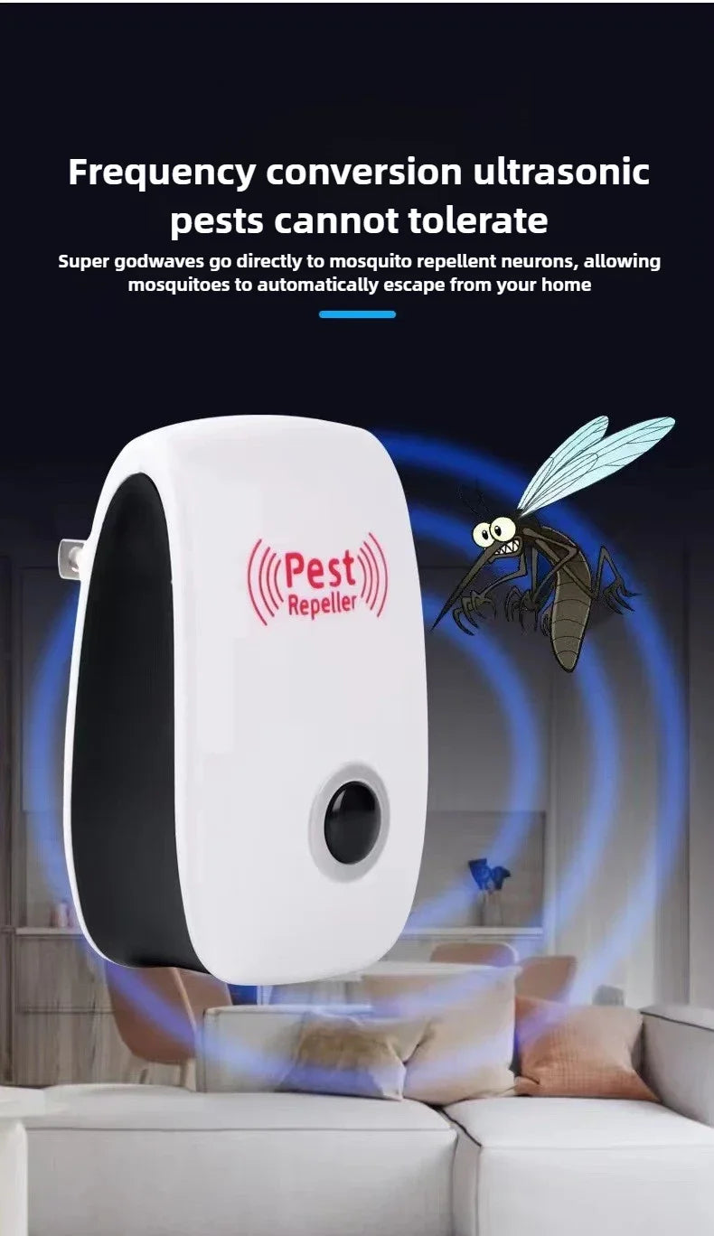 Repelente ultrasónico de plagas enchufable, control electrónico de insectos, repelente de mosquitos para el hogar, repelente de ratones, hormigas, arañas, cucarachas