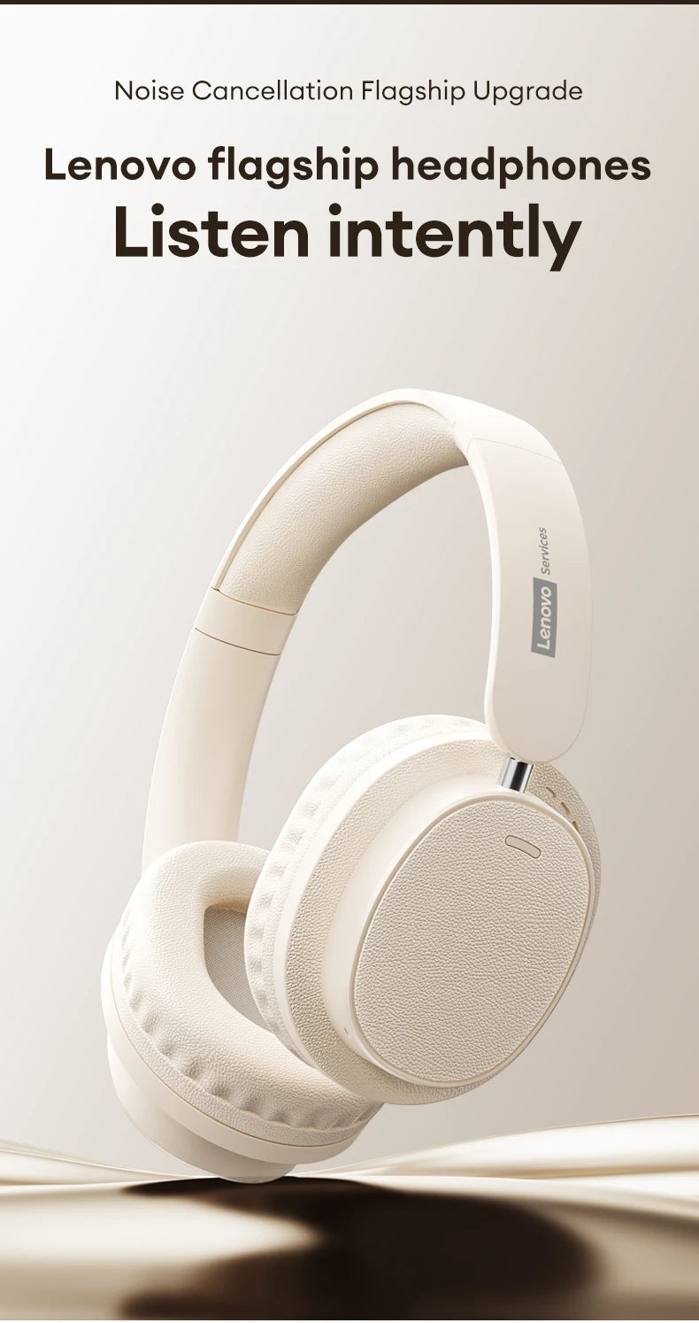 Auriculares Retro TH30 Pro Lenovo para Juegos, Inalámbricos, Bluetooth 6.0, Sobre la Oreja, Plegables, Deportivos, de Cuero, Regalos LS105