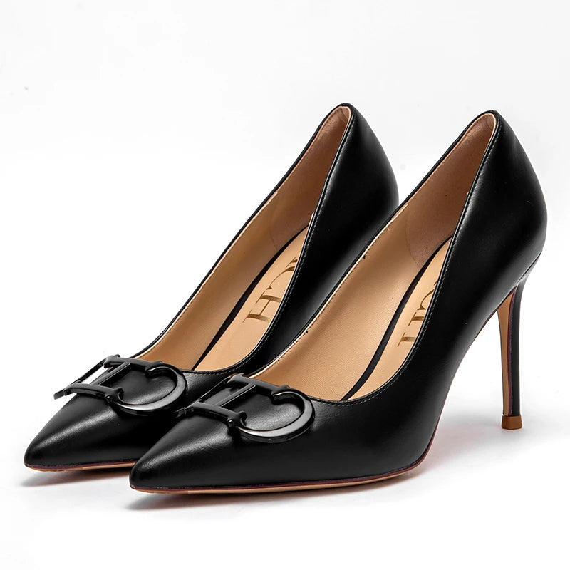Zapatos de Tacón Alto para Mujer con Hebilla y Punta Fina 9 cm