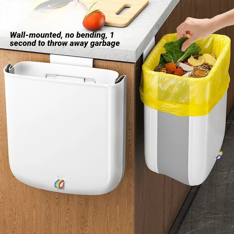 Cubo de basura colgante Joybos plegable con tapa para cocina y baño