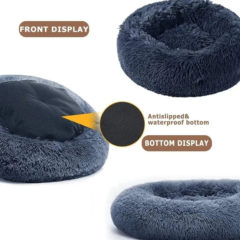Cama Redonda de Felpa para Mascotas - Perros y Gatos