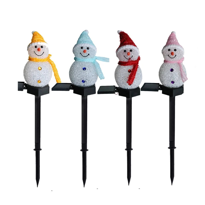 Luz Solar LED de Jardín con Figura de Muñeco de Nieve