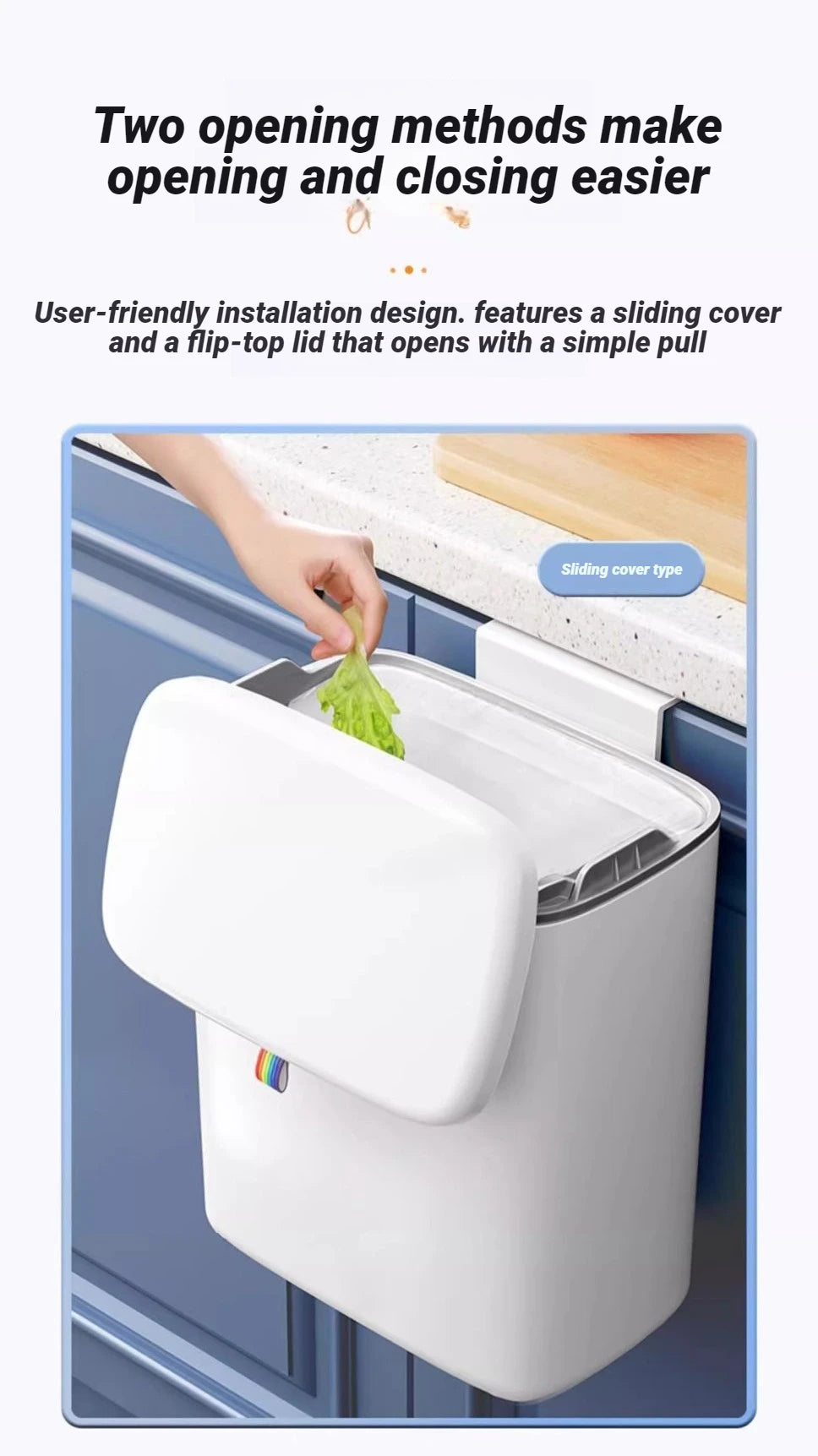 Cubo de basura Joybos para pared, 12 L con doble tapa sellada