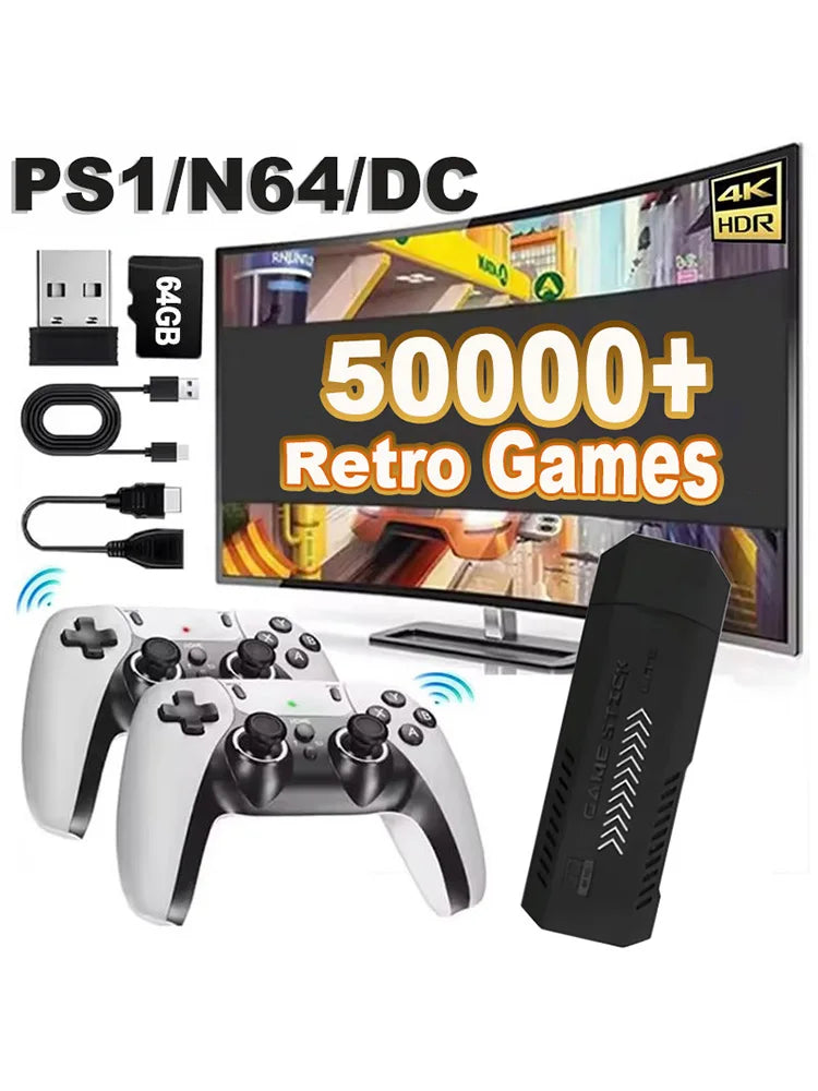 Consola de juegos retro X2PRO 4K Ultra HD, sistema de juegos arcade 3D, mando inalámbrico recargable, 2 jugadores, consola de juegos para TV doméstica compatible con HDMI, PSP, PS1, N64