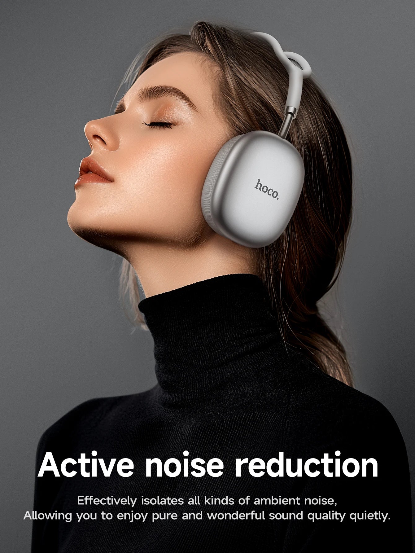 Auriculares HOCO W55 Plus con cancelación de ruido ANC, Bluetooth 5.4, inalámbricos, deportivos, supraaurales, para teléfonos inteligentes, modo AUX.