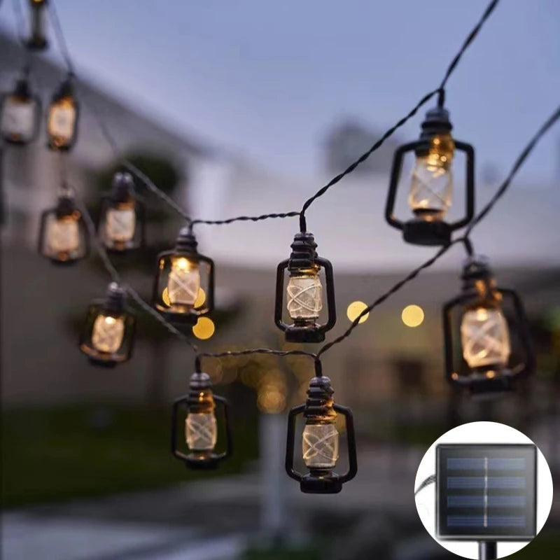 Guirnalda de Luces LED Solares, Lámpara de Botella Retro, Guirnalda de Luces Decorativas Navideñas, Lámpara de Ambiente para Jardín, Luz para Acampar al Aire Libre