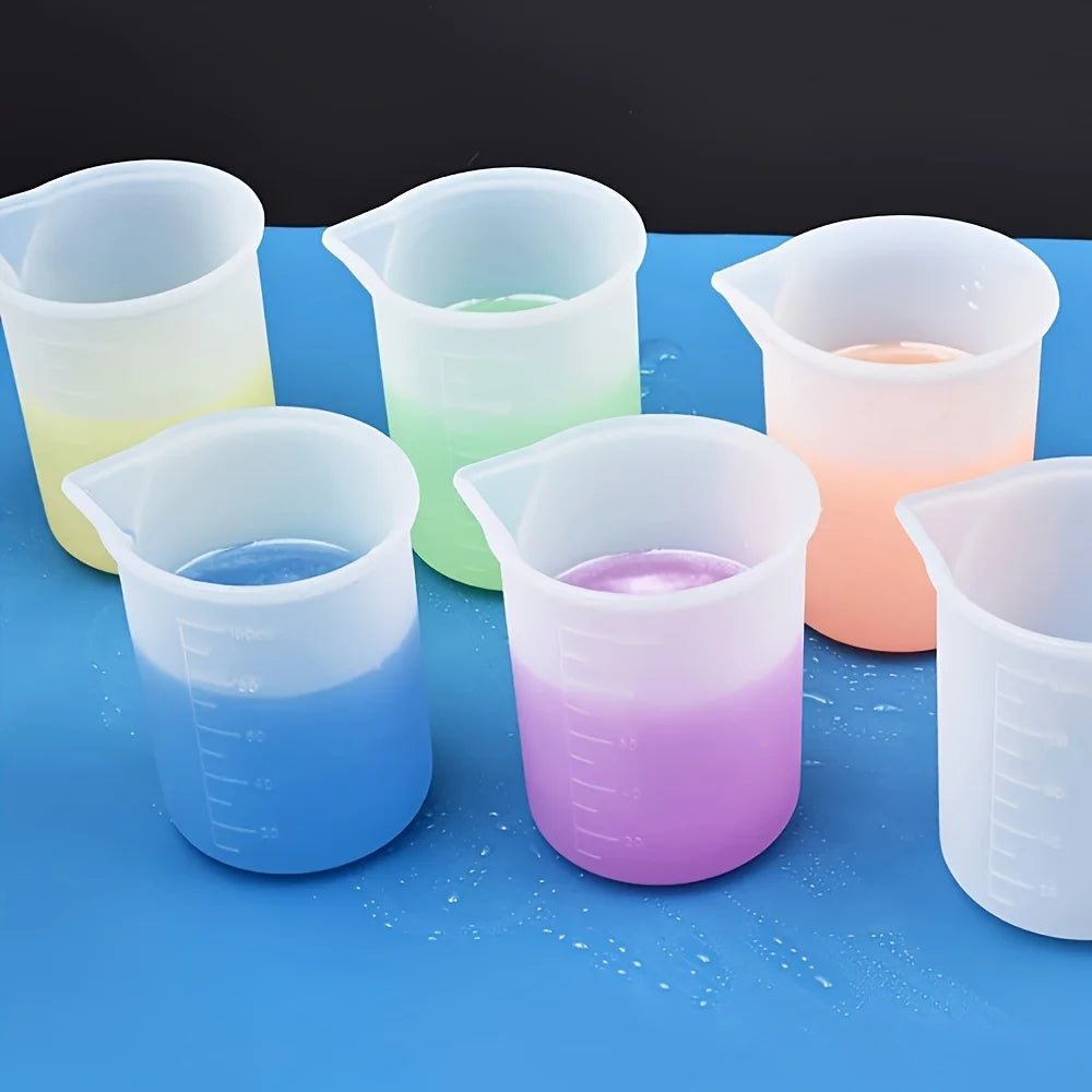 Tazas medidoras de silicona para resina, suministros de resina con vasos de silicona, vasos para mezclar resina, palitos para revolver de silicona, vaso para mezclar epoxi
