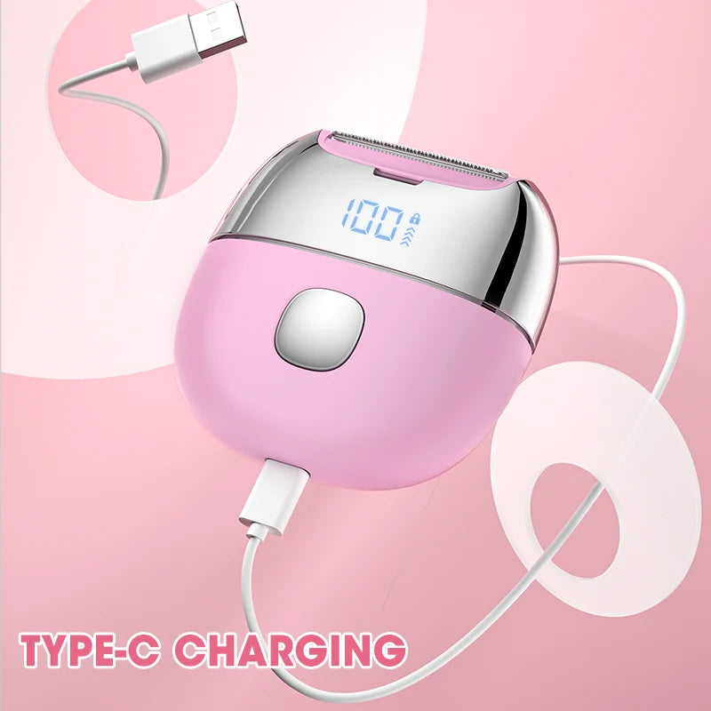Maquinillas de afeitar eléctricas para mujer, afeitadora de pelo corporal recargable por USB, recortadora de Bikini para mujer, depilación de doble hoja para piernas y axilas