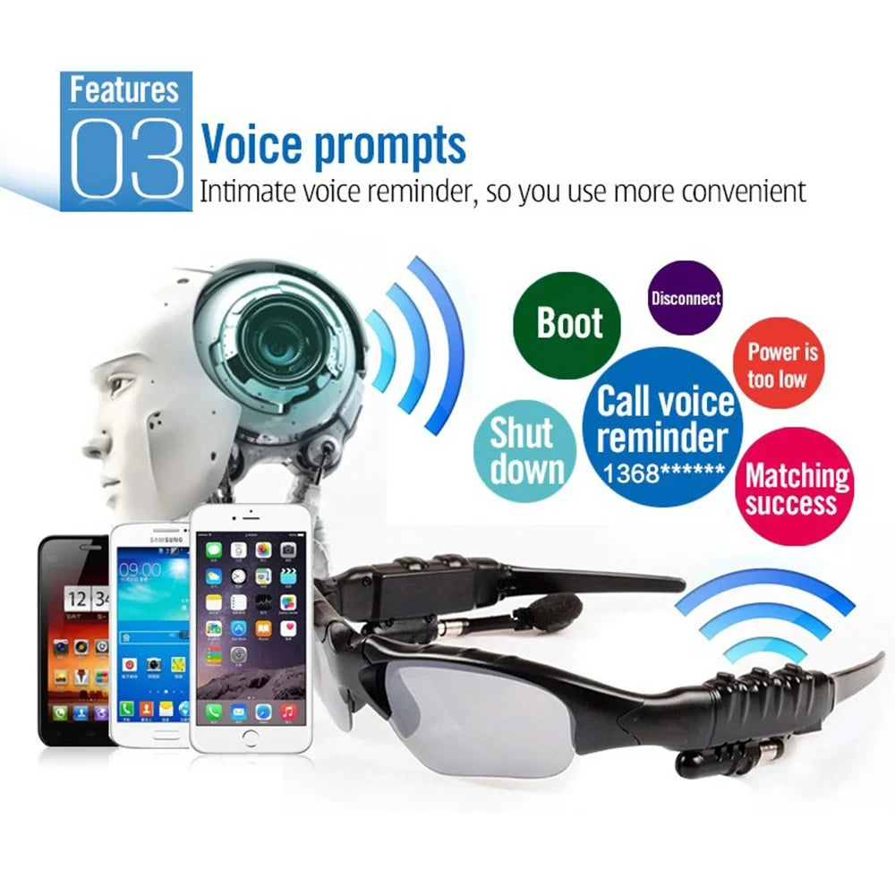 Auriculares estéreo inalámbricos con micrófono, gafas de sol para conducir, deportes de ciclismo, auriculares con reducción de ruido, gafas de sol