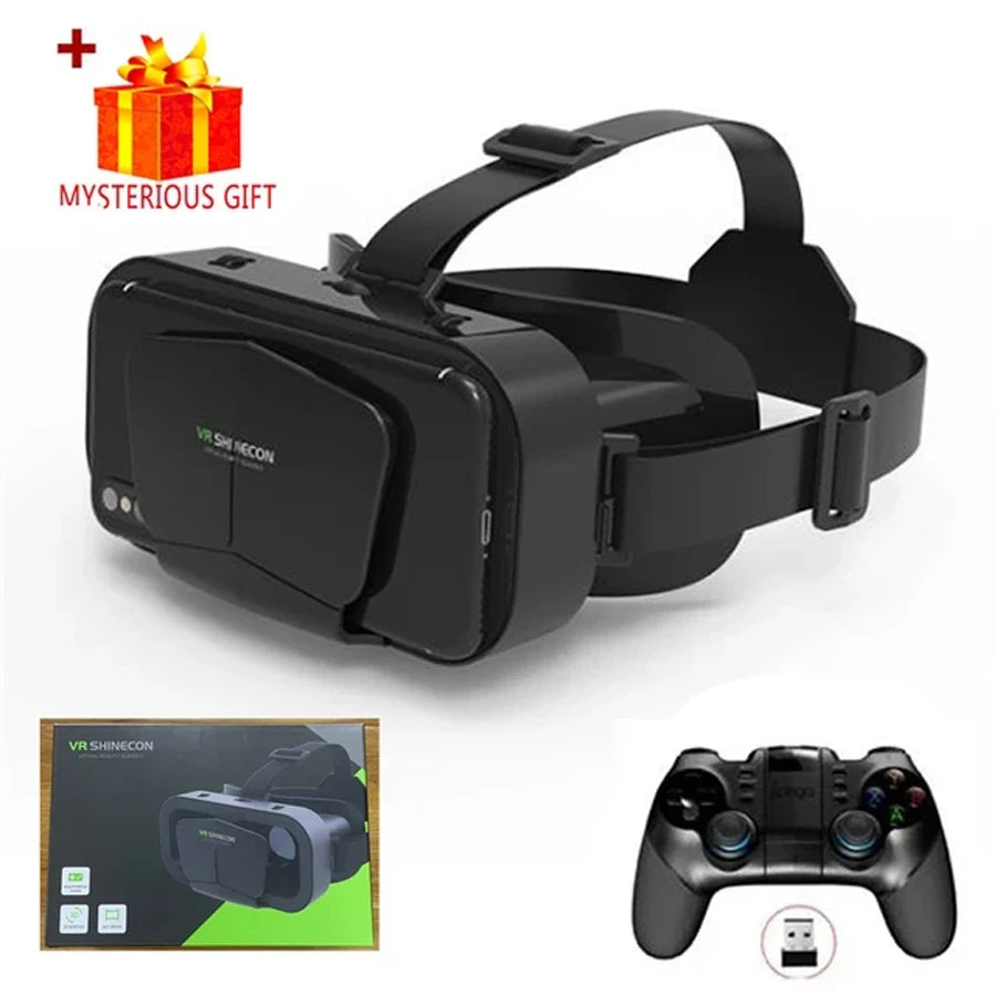 Shinecon-gafas VR con auriculares 3D, dispositivos de realidad Virtual, lentes Viar, gafas para teléfono inteligente, juegos inteligentes, visor móvil