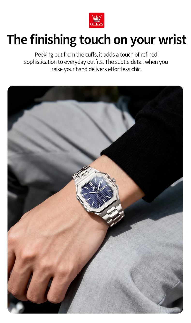 Reloj OLEVS de Cuarzo para Hombre, Resistente al Agua con Fecha y Semana