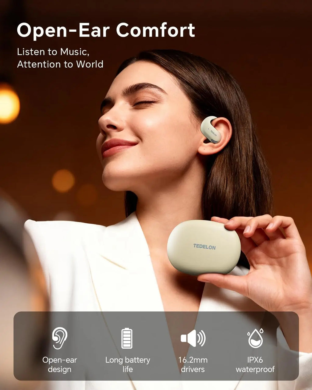 Tedelon F9 auriculares abiertos auriculares inalámbricos OWS Bluetooth 5,4 auriculares sonido HiFi TWS auriculares Bluetooth para ciclismo correr