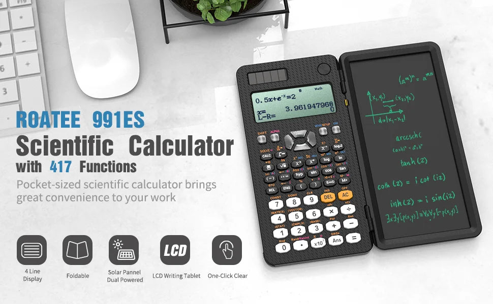 Mini calculadora científica con tableta de escritura, calculadoras, Bloc de notas, notas, electrónica de oficina, suministros escolares 991es Ms EX 82ms, nuevo