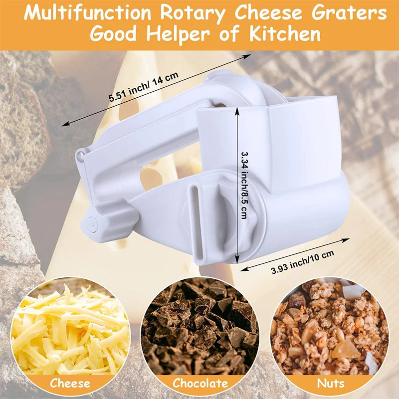 Rallador de queso giratorio LMETJMA, rallador de queso Manual de mano con tambor de acero inoxidable para rallar queso duro, nuez de Chocolate JT241