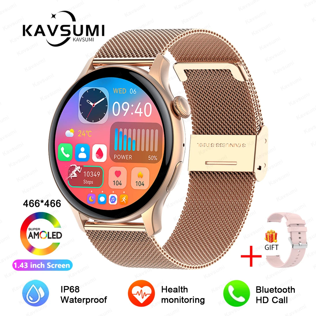 Reloj Inteligente NFC para Mujer con AMOLED, GPS y Llamadas Bluetooth