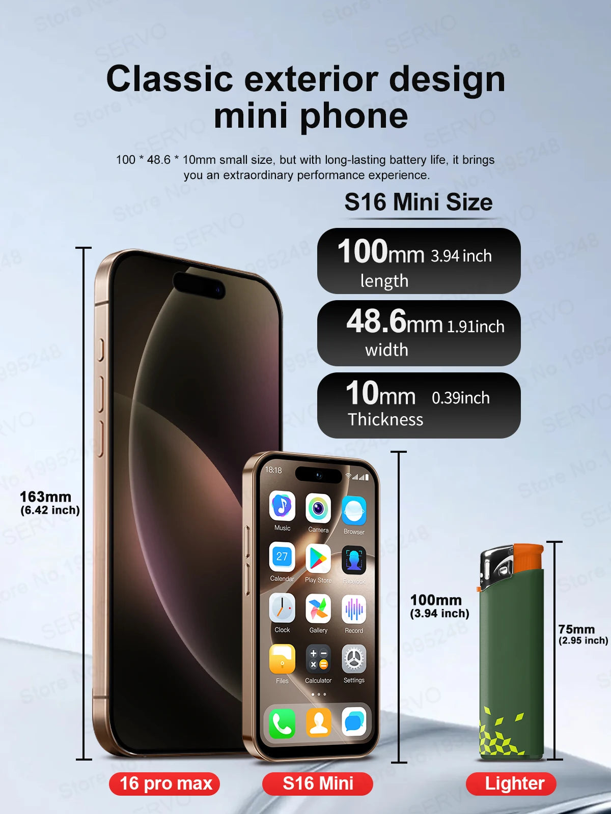 SERVO S16 Mini Android 12,0 teléfono inteligente 4G LTE 16GB/64GB Play Store WhatsAPP WiFi desbloqueo Facial teléfonos móviles de bolsillo pantalla de 4,0"