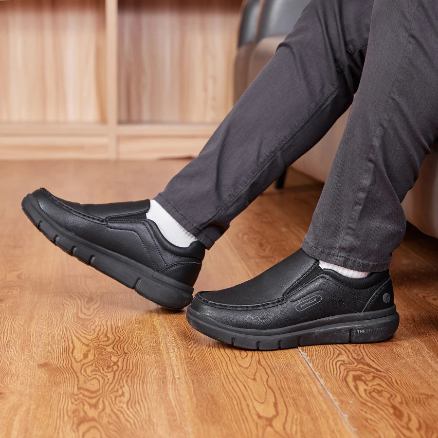 Zapatos Fitville para hombre, zapatos informales sin cordones de cuero de ancho, ligeros para pies hinchados con soporte para el arco, alivio del dolor