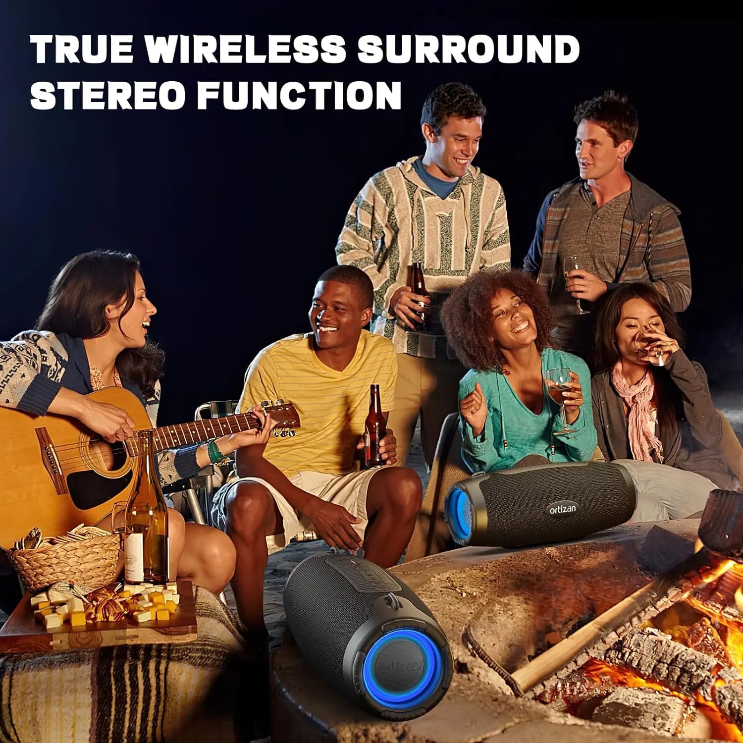 Orizan-altavoz Portátil con Bluetooth, dispositivo inalámbrico de 100W, pico de 80W, RMS, IPX7, resistente al agua, para exteriores, Boombox, Subwoofer para fiesta
