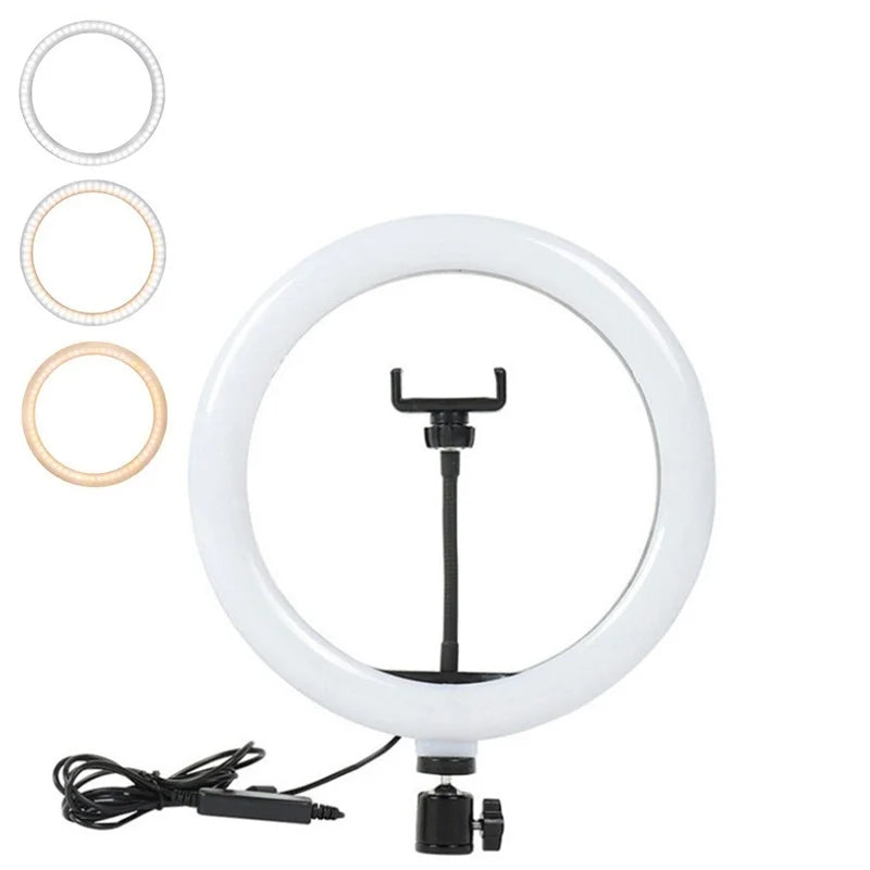 Anillo de luz LED para Selfie de 16/26/33cm, lámpara LED regulable, luz de anillo de fotografía para teléfono, vídeo, lámpara de relleno en vivo, anillo de luz para estudio fotográfico
