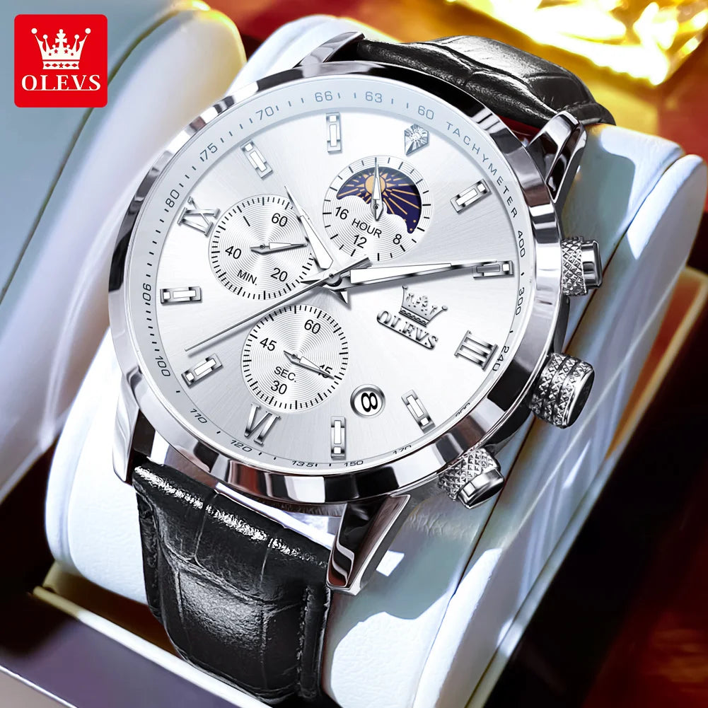Reloj OLEVS Cronógrafo Fase Lunar de Cuarzo para Hombre