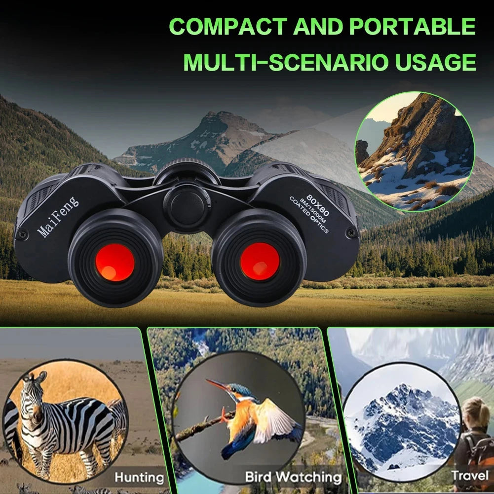 Binoculares APEXEL 80x80 HD con Visión Nocturna para Caza y Aire Libre