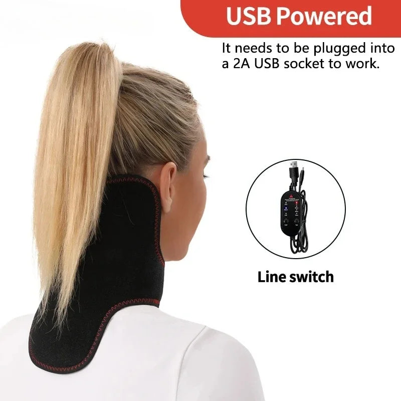 Masajeador Eléctrico Cervical con Calor, 3 Niveles de Masaje, Temporizador, Alivia el Dolor y la Rigidez Cervical, Calor para las Articulaciones, Estimula el Flujo Sanguíneo