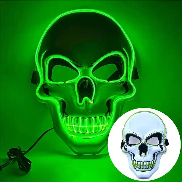 Máscara de Neón LED Luminosa para Fiestas, Máscara Divertida de The Purge: El Año de las Elecciones, Suministros de Disfraces para Festivales y Cosplay, Máscara de Esqueleto que Brilla en la Oscuridad