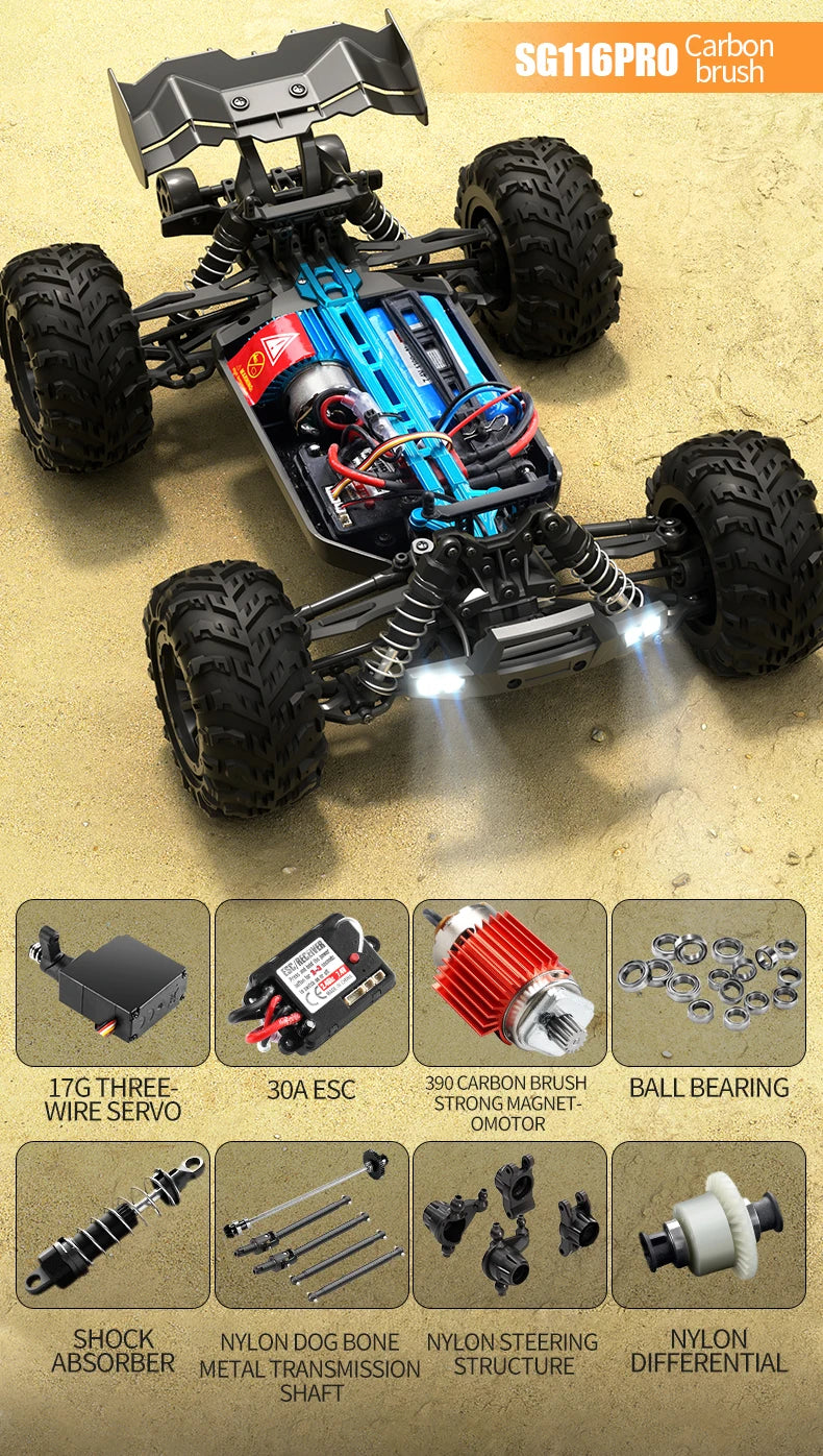 Teeggi 16101 /16102 PRO 1:16 70 KM/H carreras de deriva de alta velocidad SG116 MAX 4WD RC coche todoterreno monstruo camión juguetes para regalo de chico