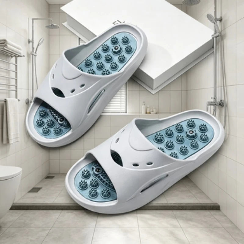 Pantuflas de masaje con acupresión magnética antideslizantes para baño