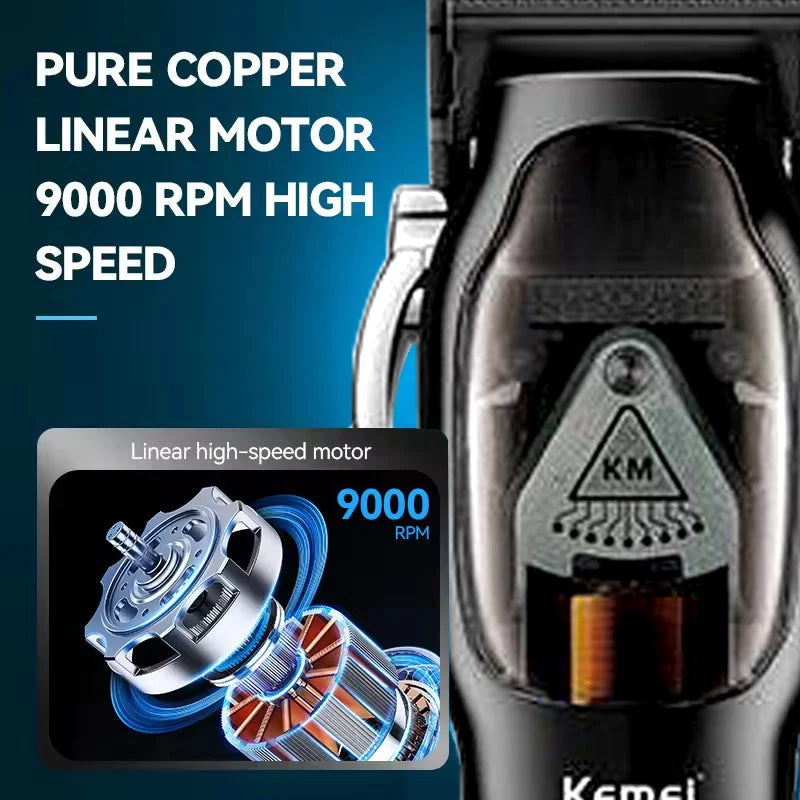 Cortadora de Pelo Kemei KM-1763, 9000 RPM Recargable