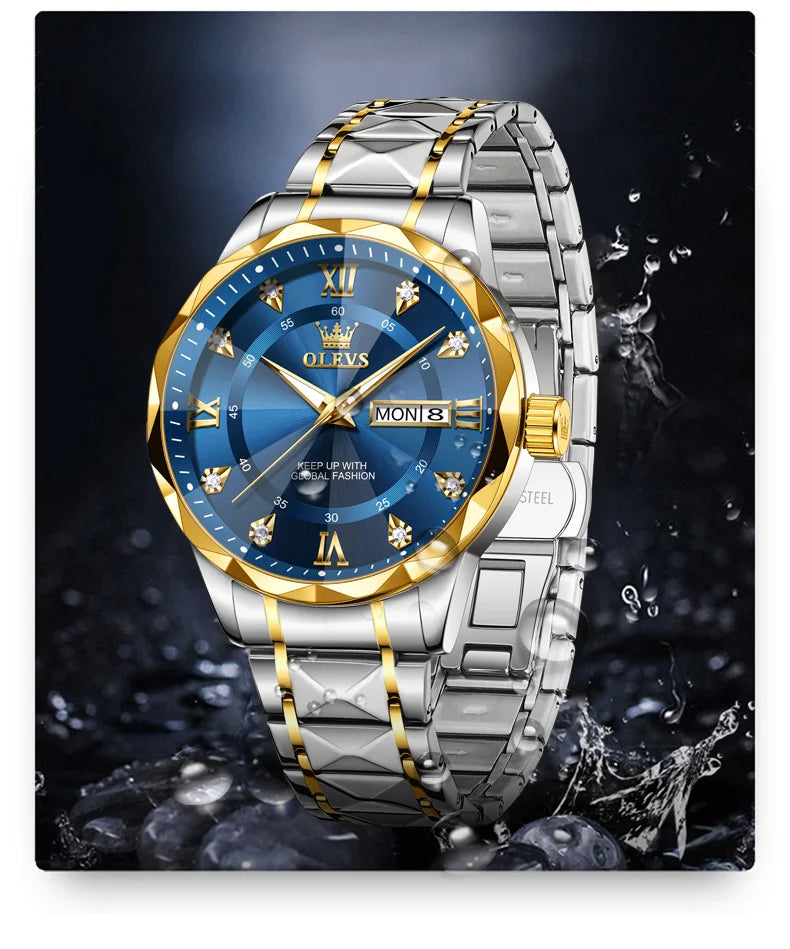 Reloj de Cuarzo OLEVS para Hombre con Calendario de Acero Inoxidable