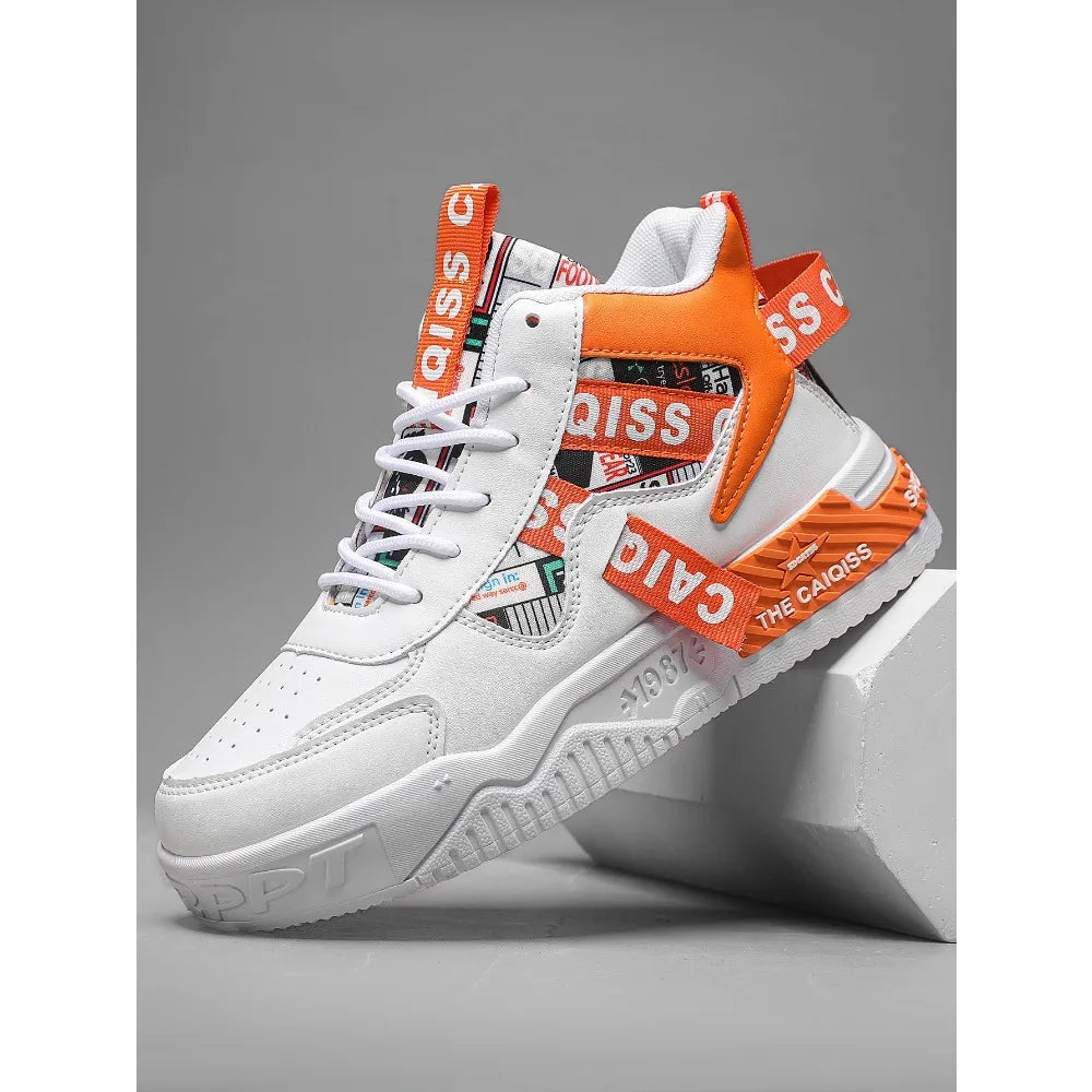 Zapatillas de plataforma con grafiti para hombre, estilo urbano, con cordones