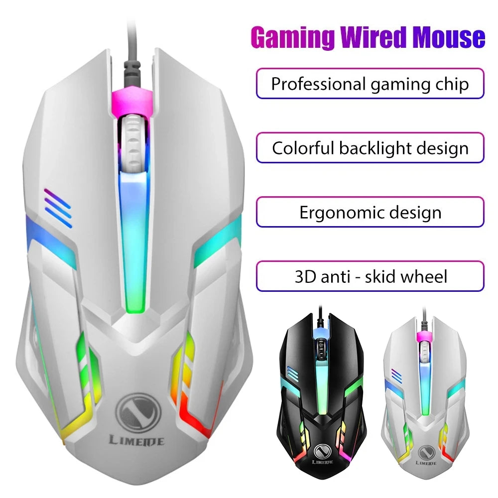 Limei S1 E deportes LED luminoso retroiluminado ratón con cable USB con cable para ordenador portátil de escritorio silencioso ratón para juegos de ordenador de oficina