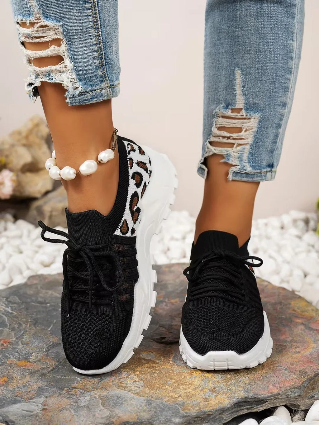 Zapatos de mujer, zapatillas con estampado de leopardo, zapatillas informales ligeras y transpirables para mujer, zapatos de venta con envío gratis