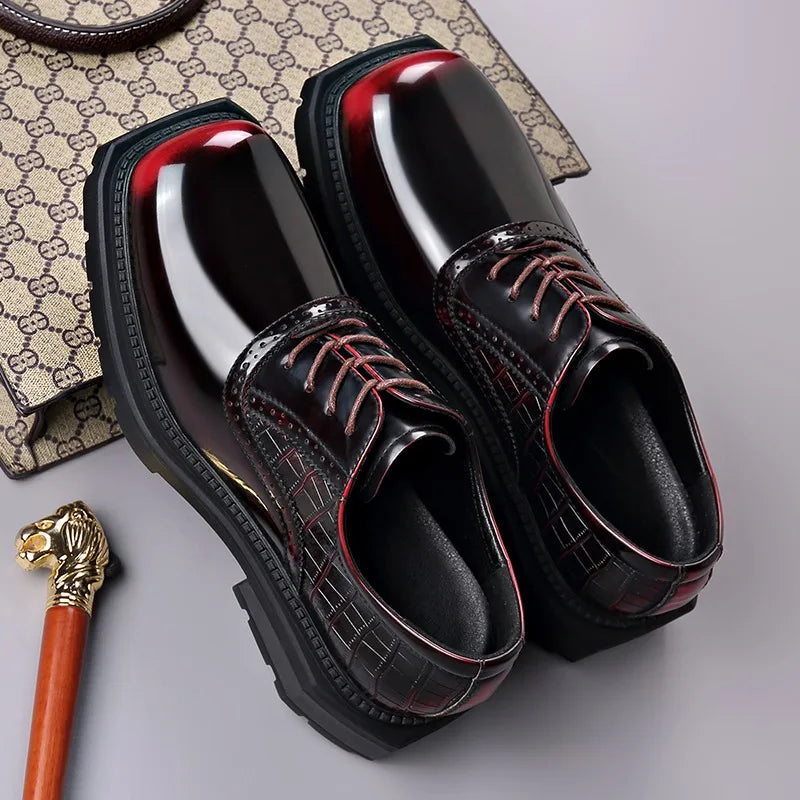 Zapatos Oxford de cuero para hombre con diseño degradado y suela de goma resistente