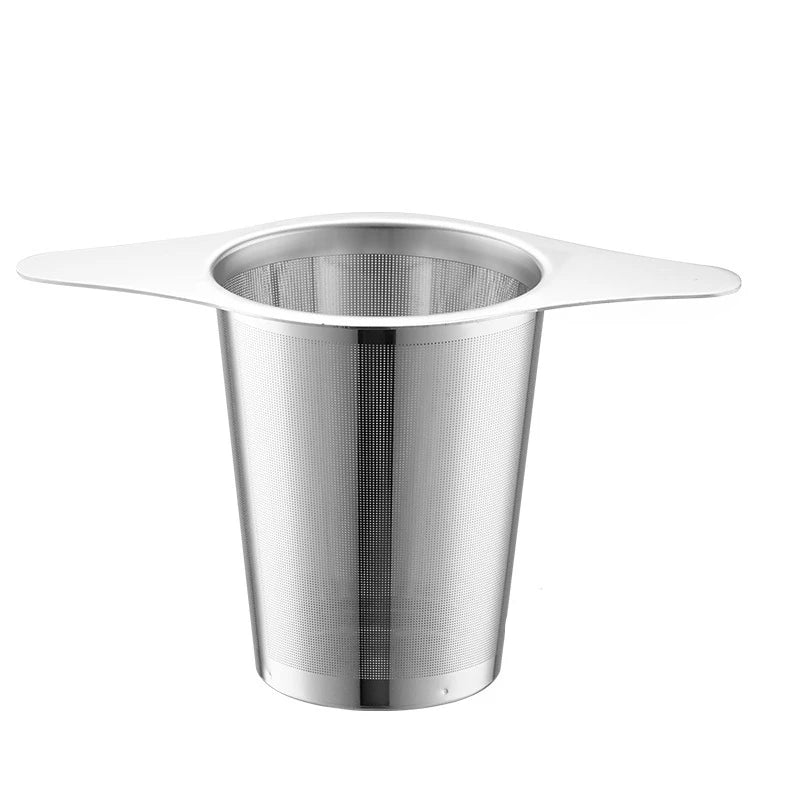 LMETJMA-colador de malla para infusor de té de acero inoxidable, con asas dobles, de gran capacidad, para empare el té de hojas sueltas, JT209