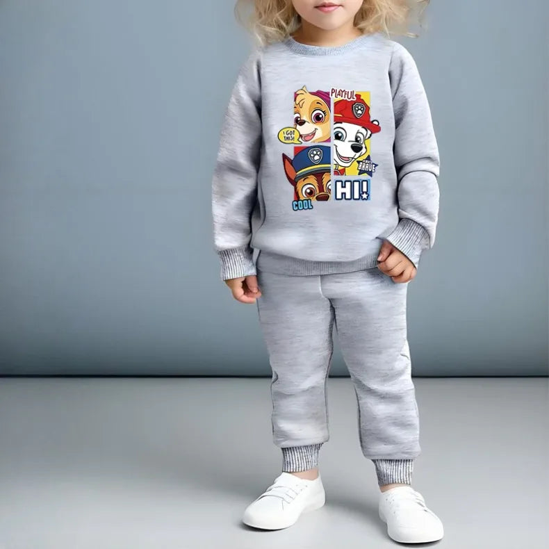 PAW Patrol-sudaderas con capucha y pantalones de chándal para niñas, conjuntos de dos piezas, jersey, pantalones, traje, chándal informal para niños, primavera y otoño