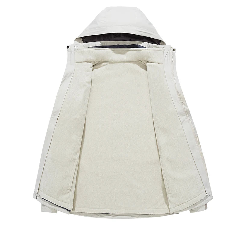 Otoño Invierno 3 en 1 hombres chaquetas de montañismo a prueba de viento impermeable chaqueta con capucha polar cálido al aire libre pesca senderismo Camping abrigo