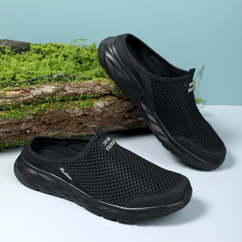 YRZL Zapatos Casuales Hombres Verano Medio Zapatos Zapatillas Diapositivas Slip on Zapatos Hombres Malla Transpirable Suave Cómodo Zapatillas para Hombres