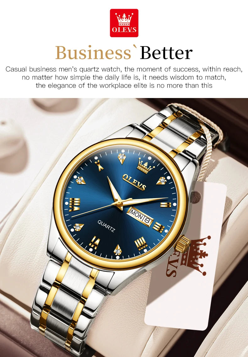 Reloj de Cuarzo OLEVS para Hombre Acero Inoxidable Luminoso