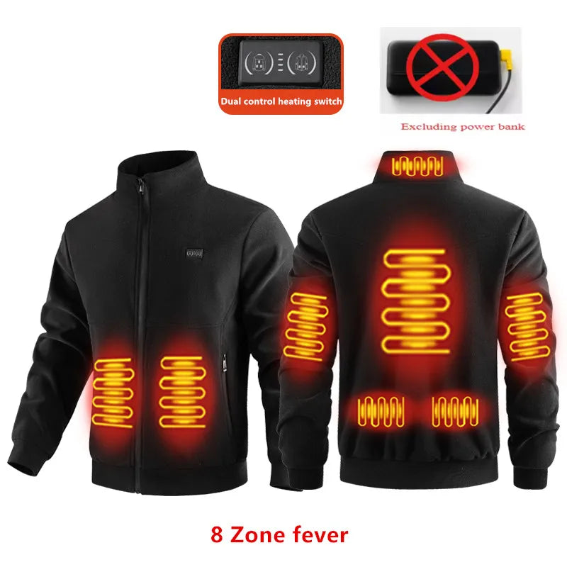 Chaqueta Calefaccionada de 8 Zonas para Hombre y Mujer, Lana Polar