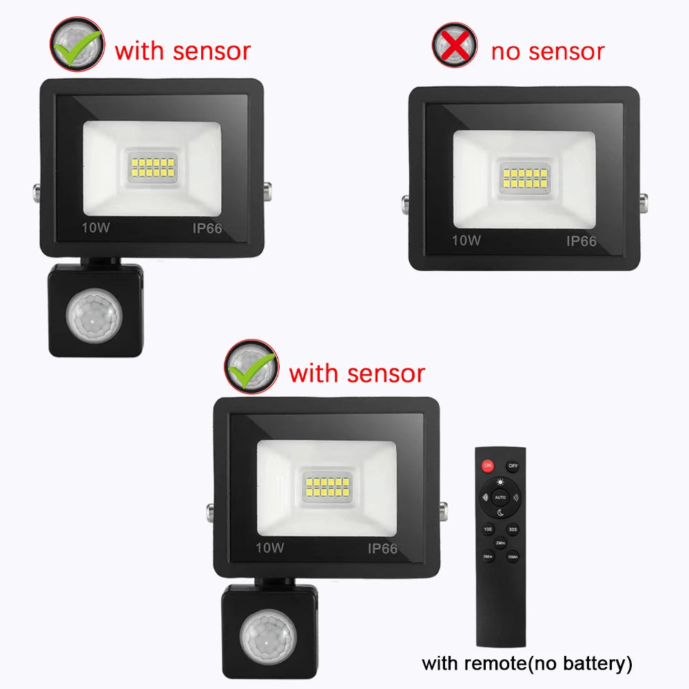 Reflector LED con Sensor de Movimiento IP66 para Exteriores 10W-50W