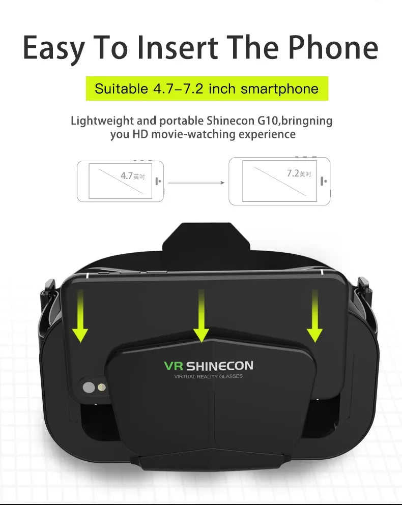 Shinecon VR gafas Viar auriculares de realidad Virtual dispositivos 3D casco gafas lentes para teléfono inteligente juego visor móvil