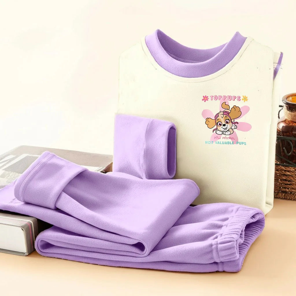 PAW Patrol-Conjunto de Pijamas suaves y cómodos con estampado de dibujos animados para niñas, ropa de casa informal para otoño e invierno, ropa de dormir para niños