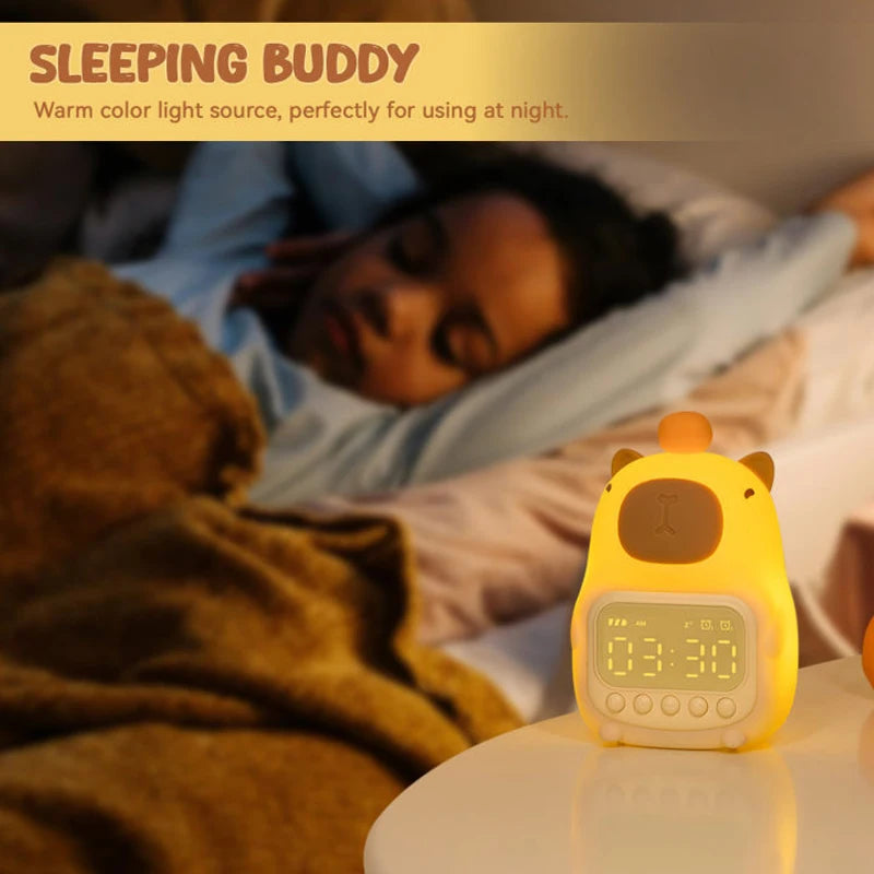 Lámpara Nocturna Capibara con Reloj Despertador Infantil